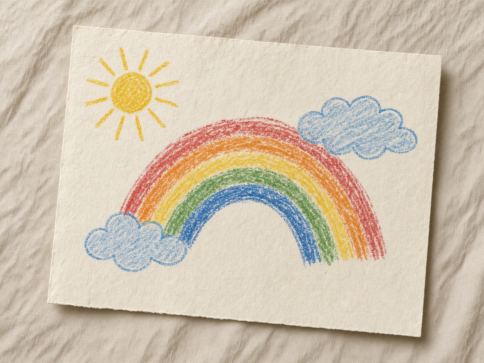 A crayon rainbow drawing